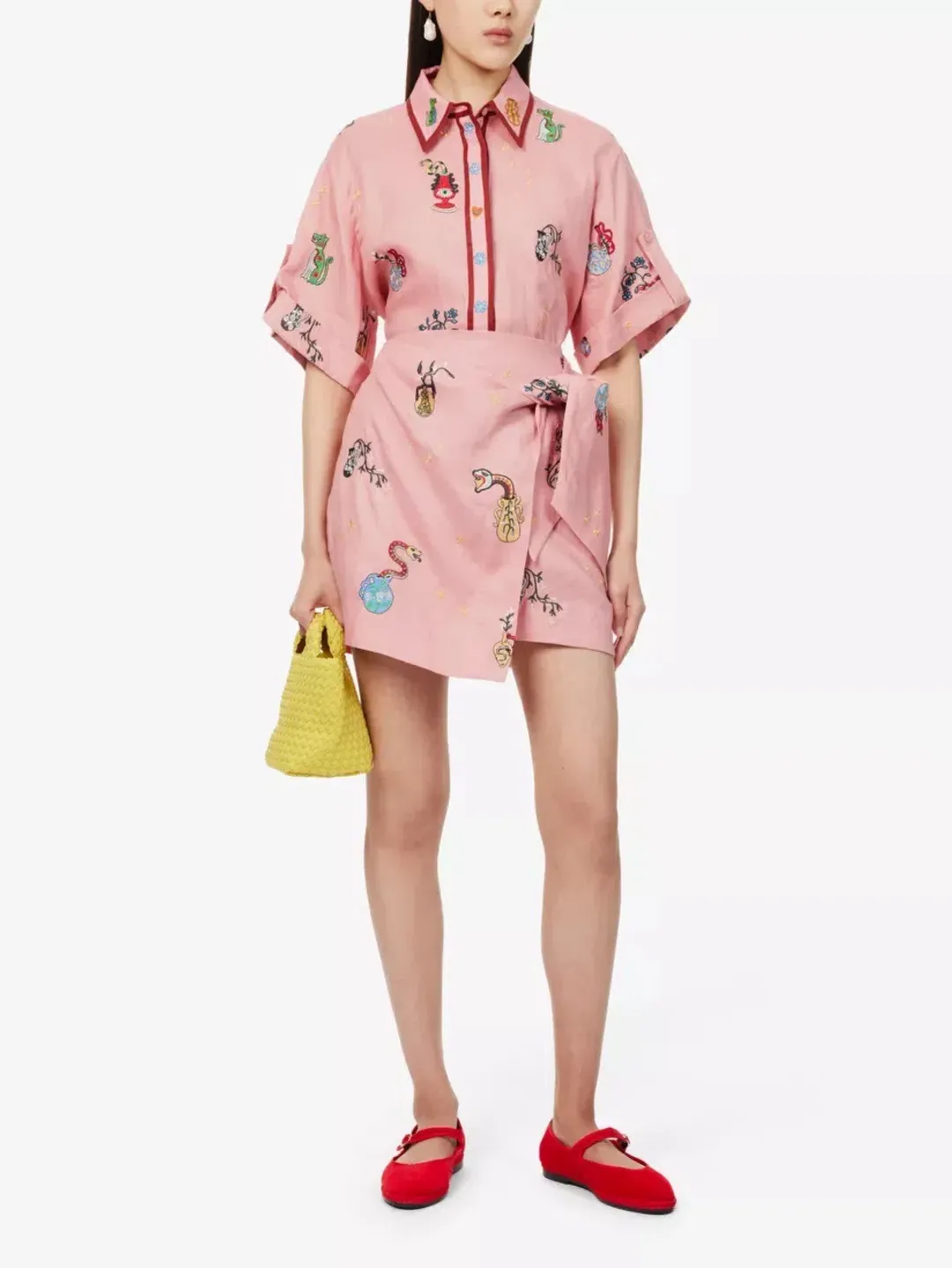 ALEMAIS Timmy Embroidered Shirt & Sarong Skirt Pink Size 10 AU for rent on The Volte - main image