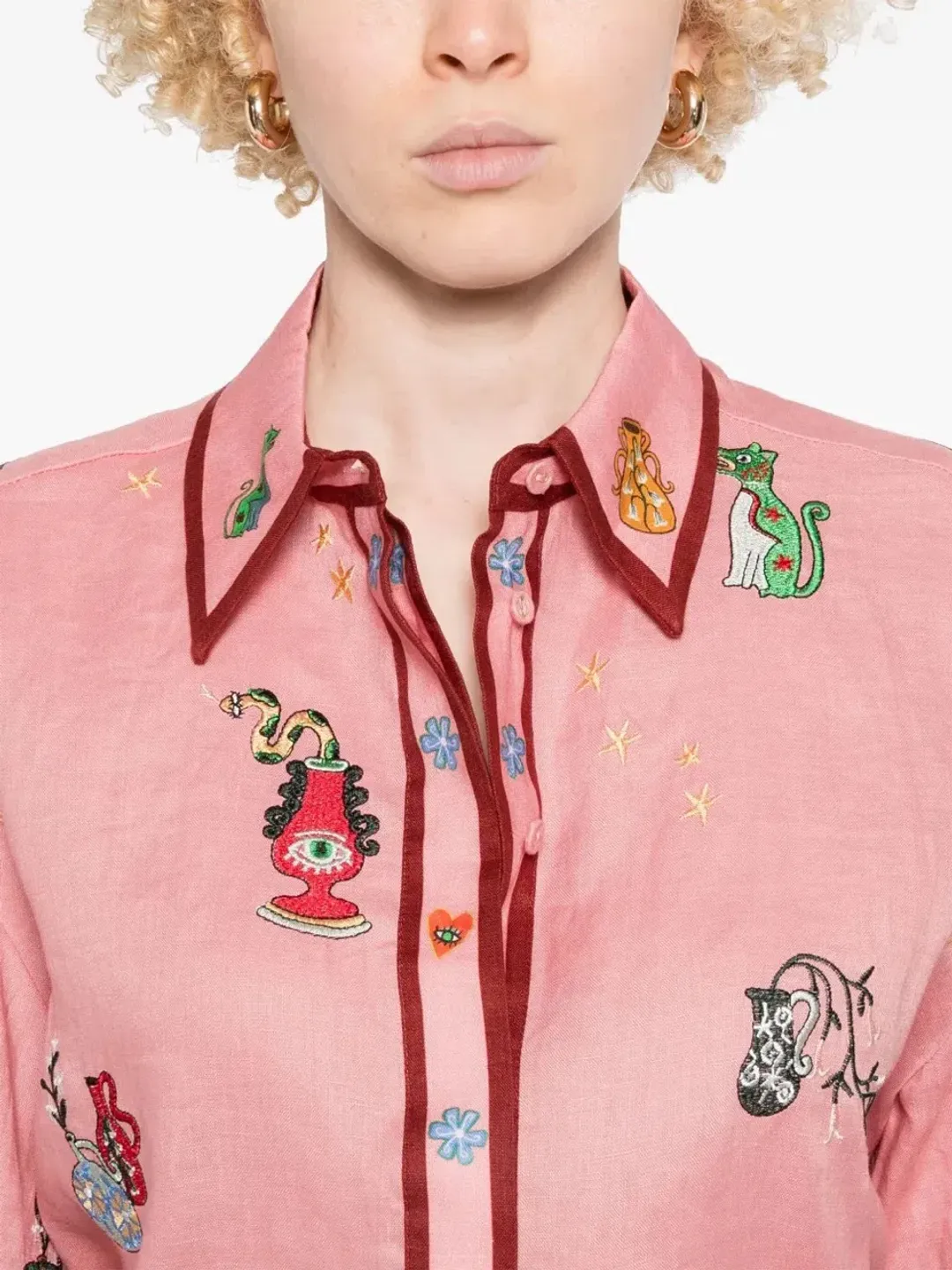 ALEMAIS Timmy Embroidered Shirt & Sarong Skirt Pink Size 10 AU for rent on The Volte - main image