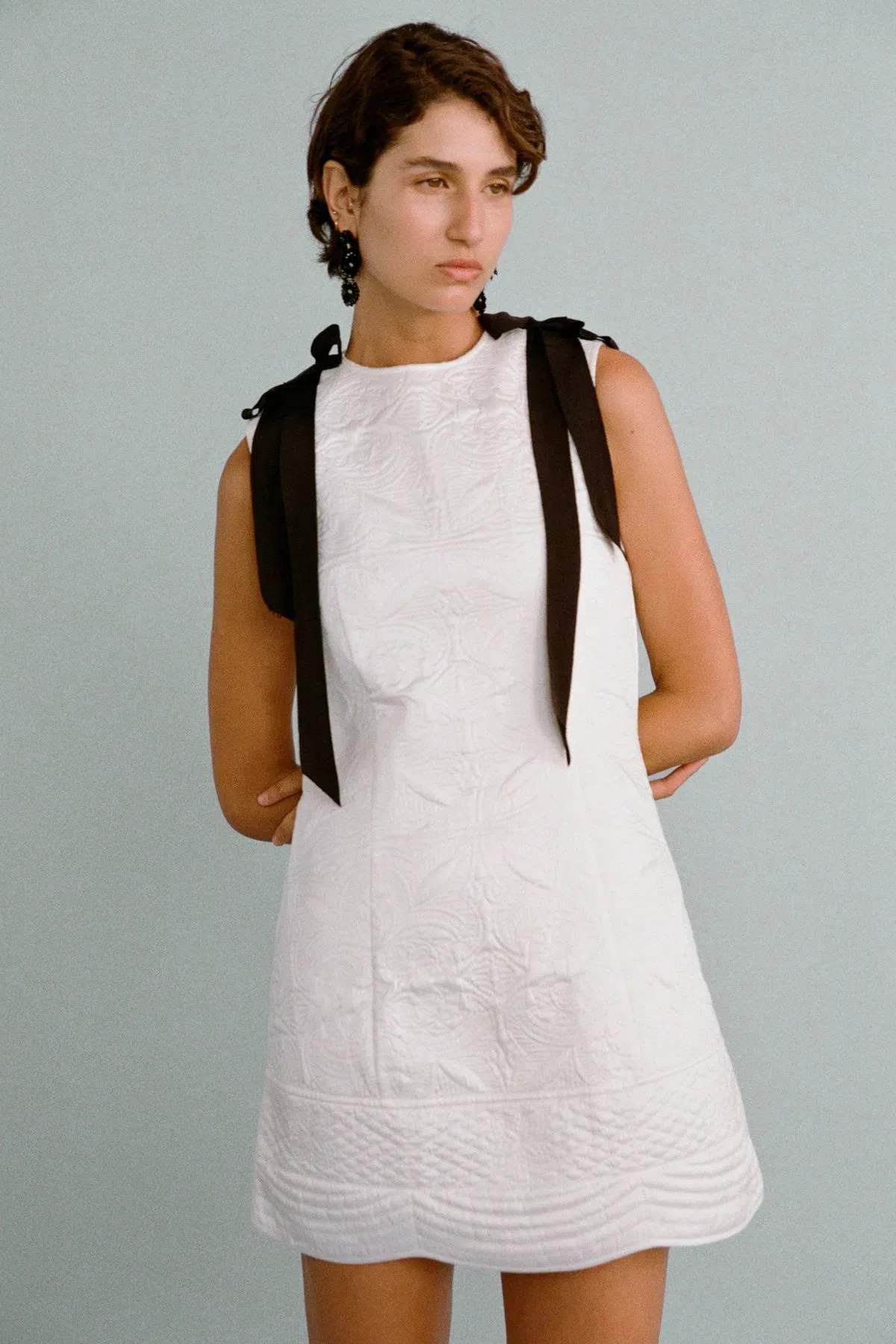 Lovaan Lena Dress Recycled Poly Taffeta White Size 6 for rent on The Volte - main image