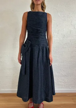 Lovaan Ophelia Dress Silk/Linen Royal Dot Size 8 for rent on The Volte - image 6