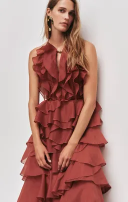 Aje Cleo Gown in Rust Sz 8 for rent on The Volte - image 3