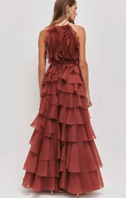 Aje Cleo Gown in Rust Sz 8 for rent on The Volte - image 6