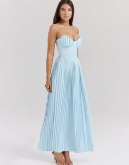House of CB Marcella Ocean Blue Pleated Maxi Dress for rent on The Volte - image 2