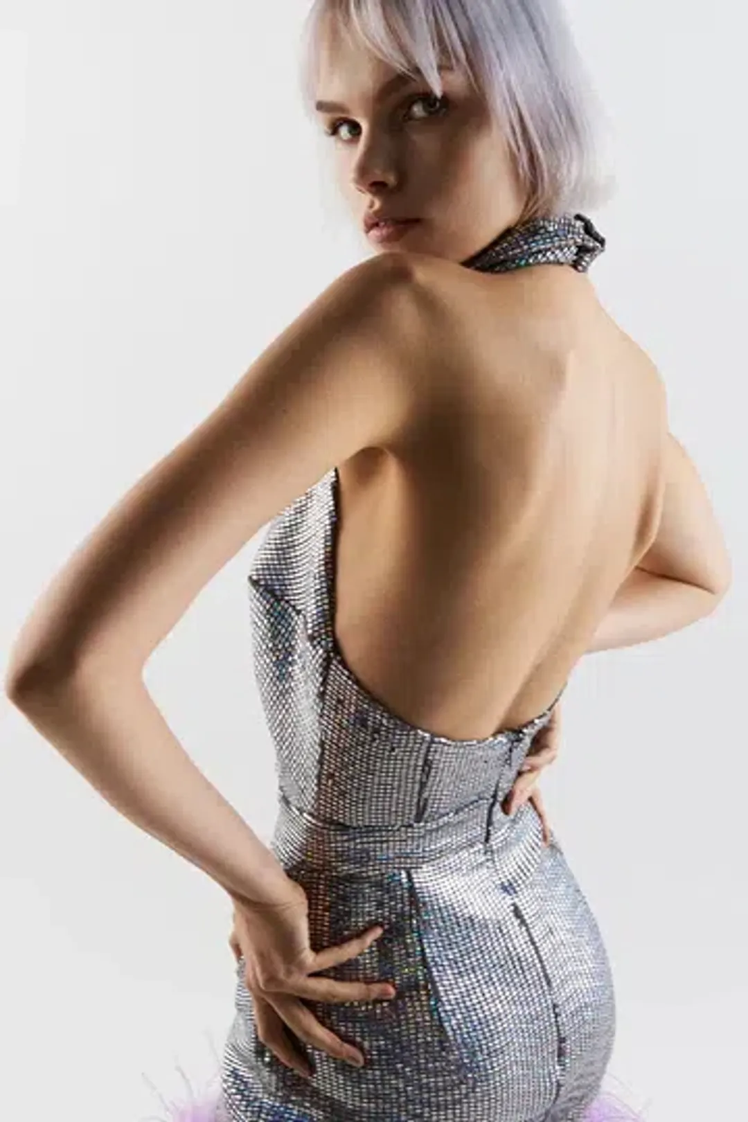 New Arrivals İlkyaz Özel ‘Vanessa in Les Bains’ Mini Dress — Silver (Size 38) for rent on The Volte - main image