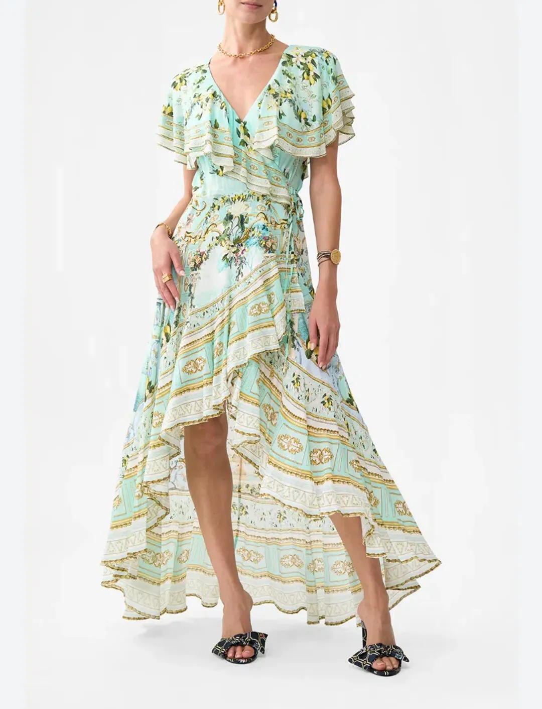 Camilla Frill Sleeve Long Dress Venus On A Vespa Size S (10) for rent on The Volte - main image