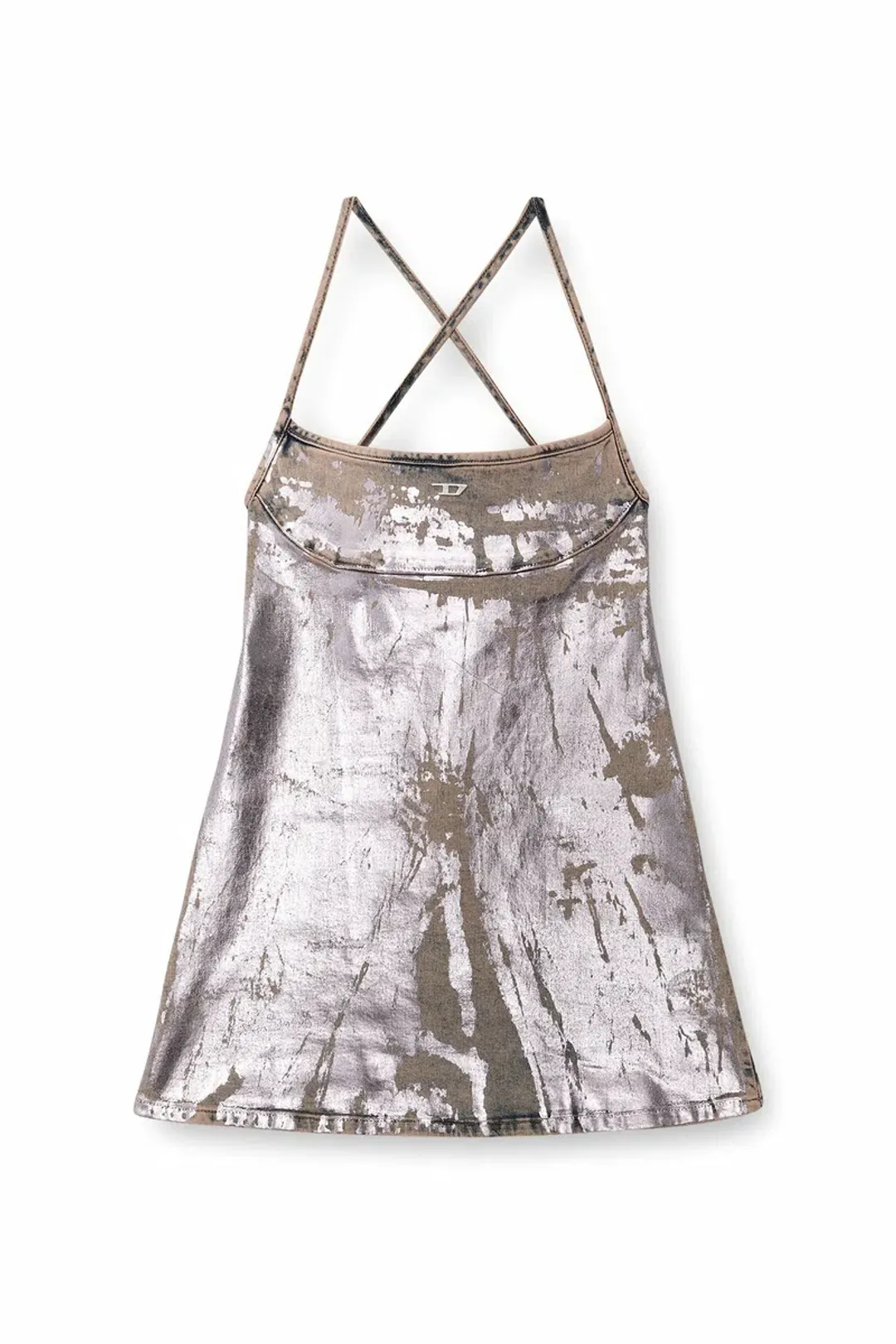 Diesel Strappy mini dress in pop-colour denim for rent on The Volte - main image