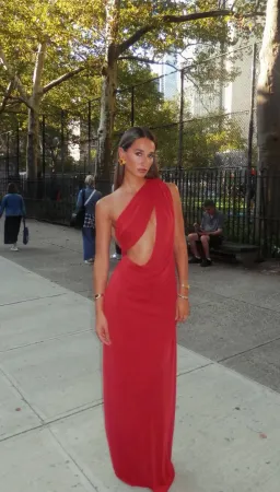MISHA Collection The Solstice Cupro Dress in Cherry Red Size S / 8 AU for rent on The Volte - image 2