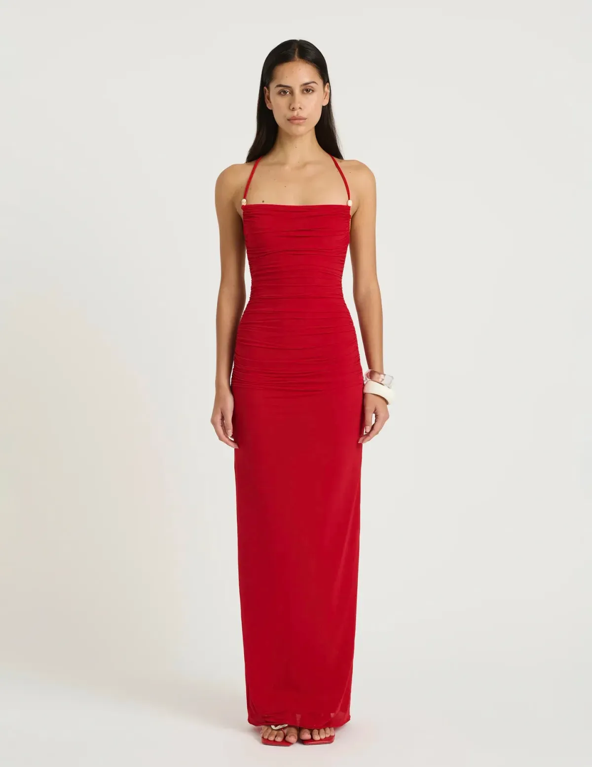 Benni Andy Beaded Maxi Dress Red Size 8 for rent on The Volte - main image