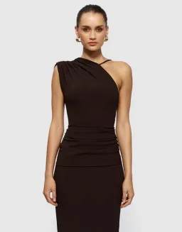 Effie Kats Greer Gown Asym in Coffee Chocolate Brown in Size XS / 6 AU for rent on The Volte - image 6