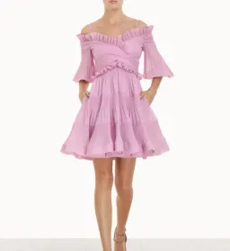 ZIMMERMAN Pleated off shoulder mini in lilac  for rent on The Volte - image 3