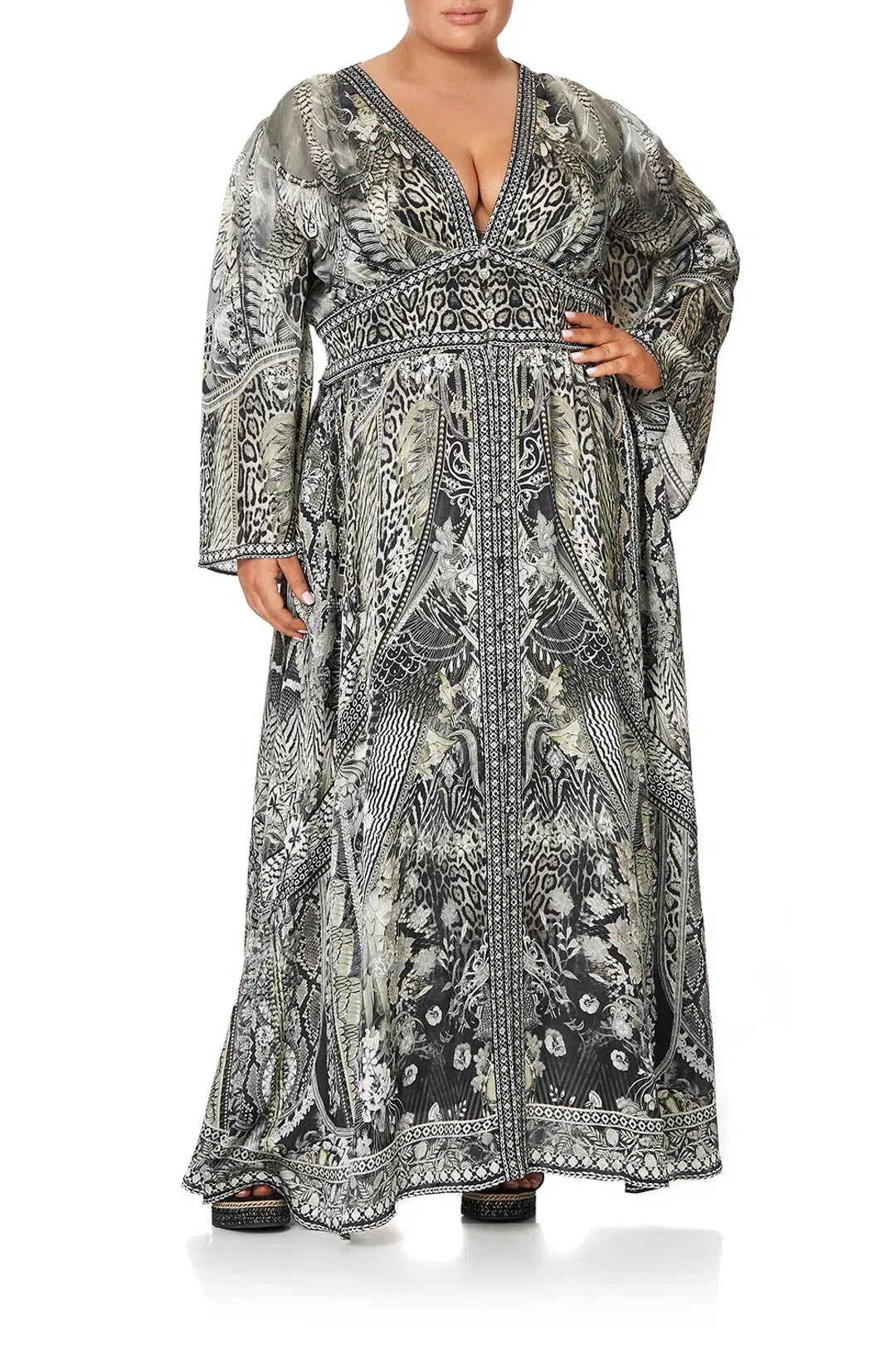 Camilla Kimono Sleeve Dress With Shirring Detail One Tribe size 3XL for rent on The Volte - main image