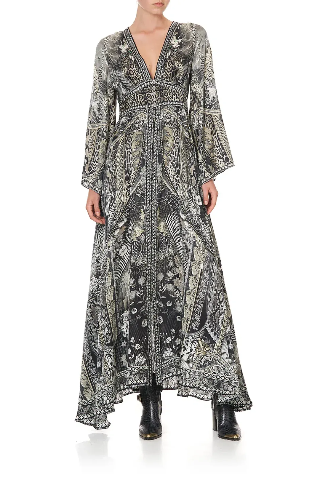 Camilla Kimono Sleeve Dress With Shirring Detail One Tribe size 3XL for rent on The Volte - main image