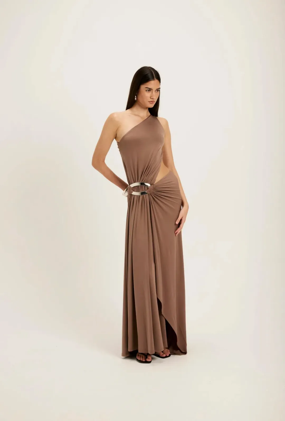 Ance Gria Serena Gown in taupe size XS  for rent on The Volte - main image