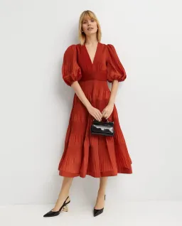Zimmermann Tiered plissé-taffeta midi dress for rent on The Volte - image 1