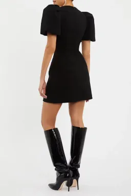 Rebecca Vallance Yvonne Bow Mini Dress Black Size 10 for rent on The Volte - image 7