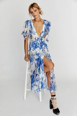 Alice Mccall Only Everything blue and white silk midi dress Size 6 for rent on The Volte - image 2