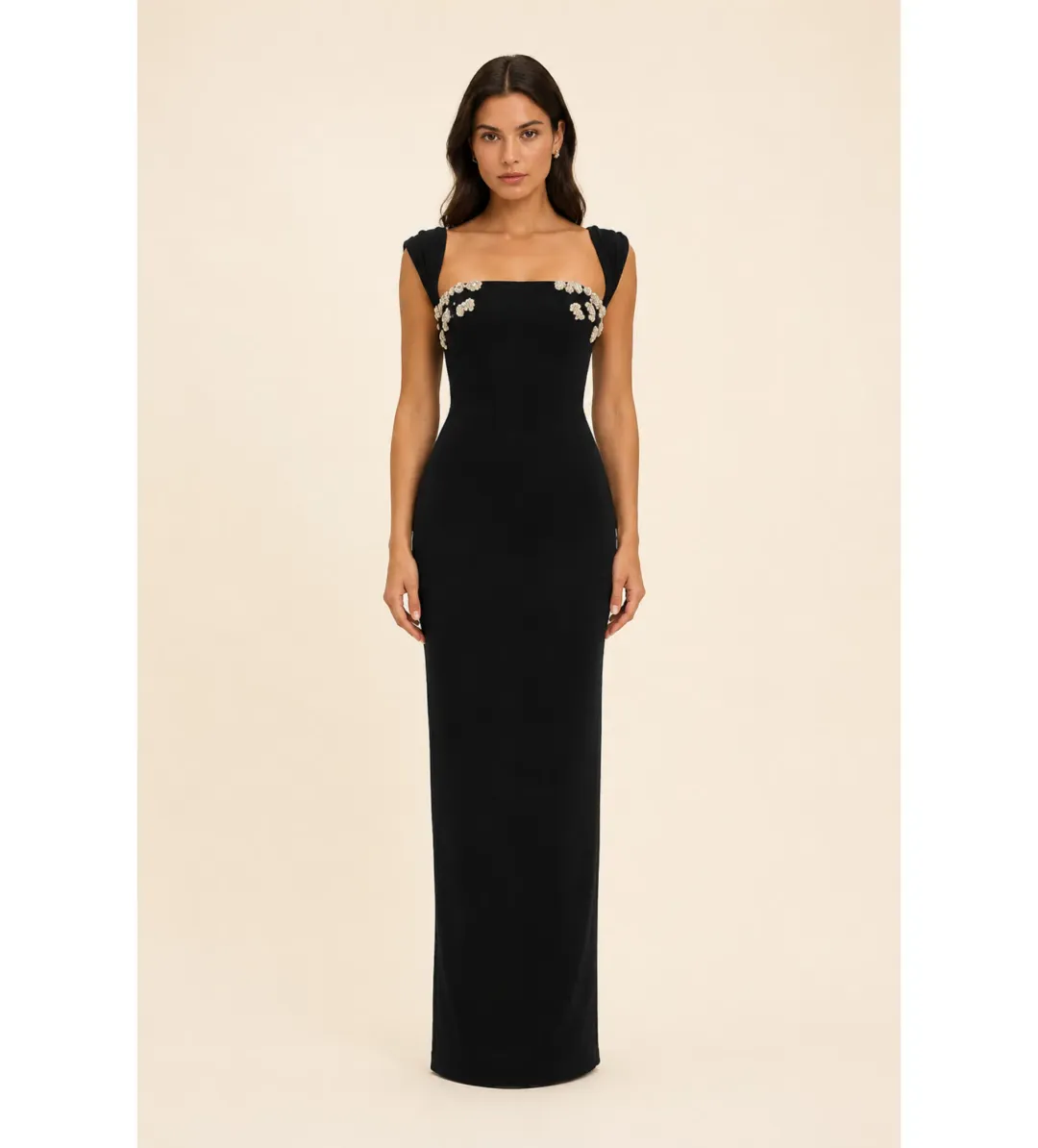 Rachel Gilbert Malia Gown with Crystal Embellishments in Black Size AU12 for rent on The Volte - main image