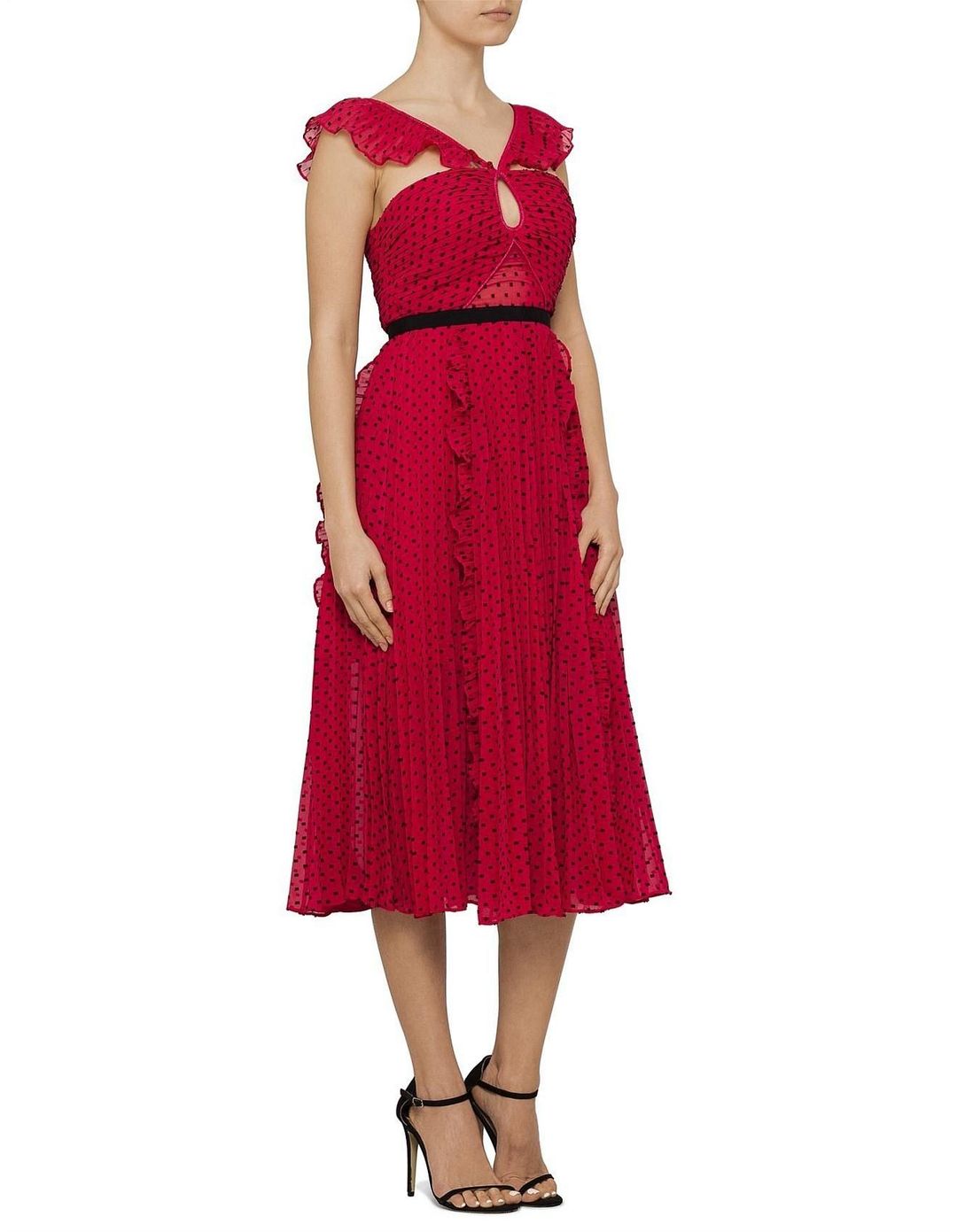 Self portrait fuchsia polka dot midi dress Size 10 for rent on The Volte - main image