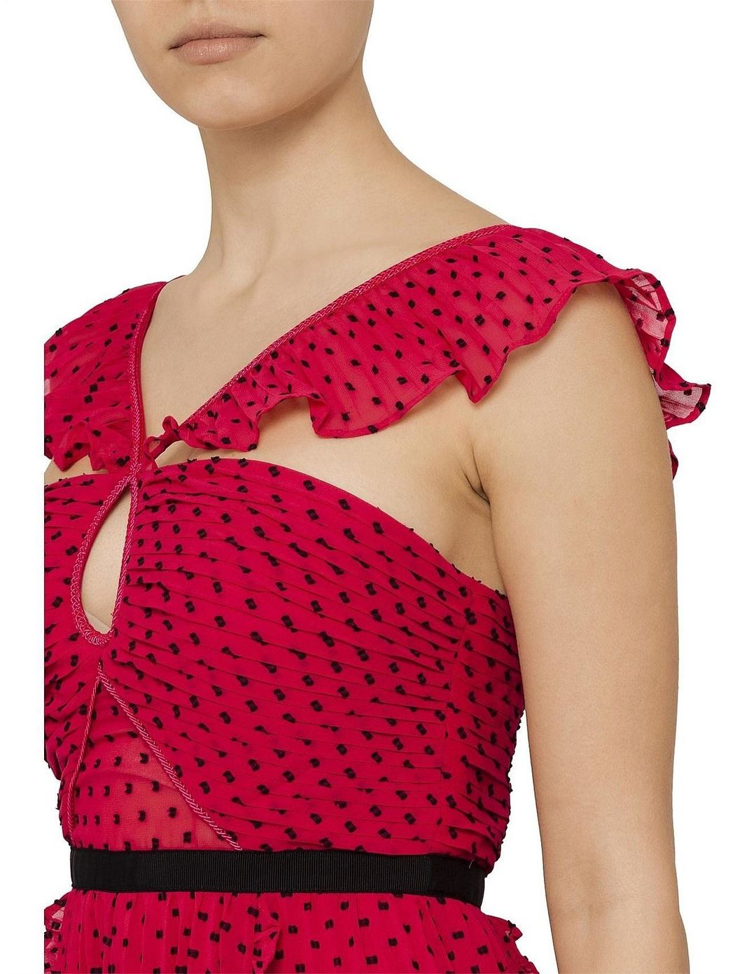 Self portrait fuchsia polka dot midi dress Size 10 for rent on The Volte - main image