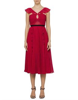 Self portrait fuchsia polka dot midi dress Size 10 for rent on The Volte - image 1