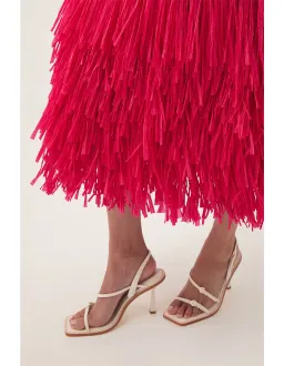 Aje / Rushes Raffia Knit Midi / Deep Fuchsia/ size Small (8) for rent on The Volte - image 4