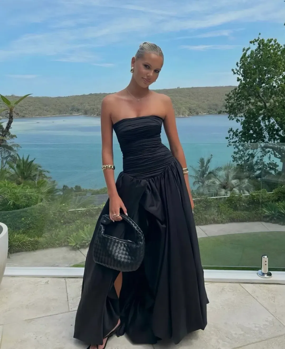AJE VIOLETTE BUBBLE HEM MAXI DRESS BLACK SIZE 4 XS for rent on The Volte - main image