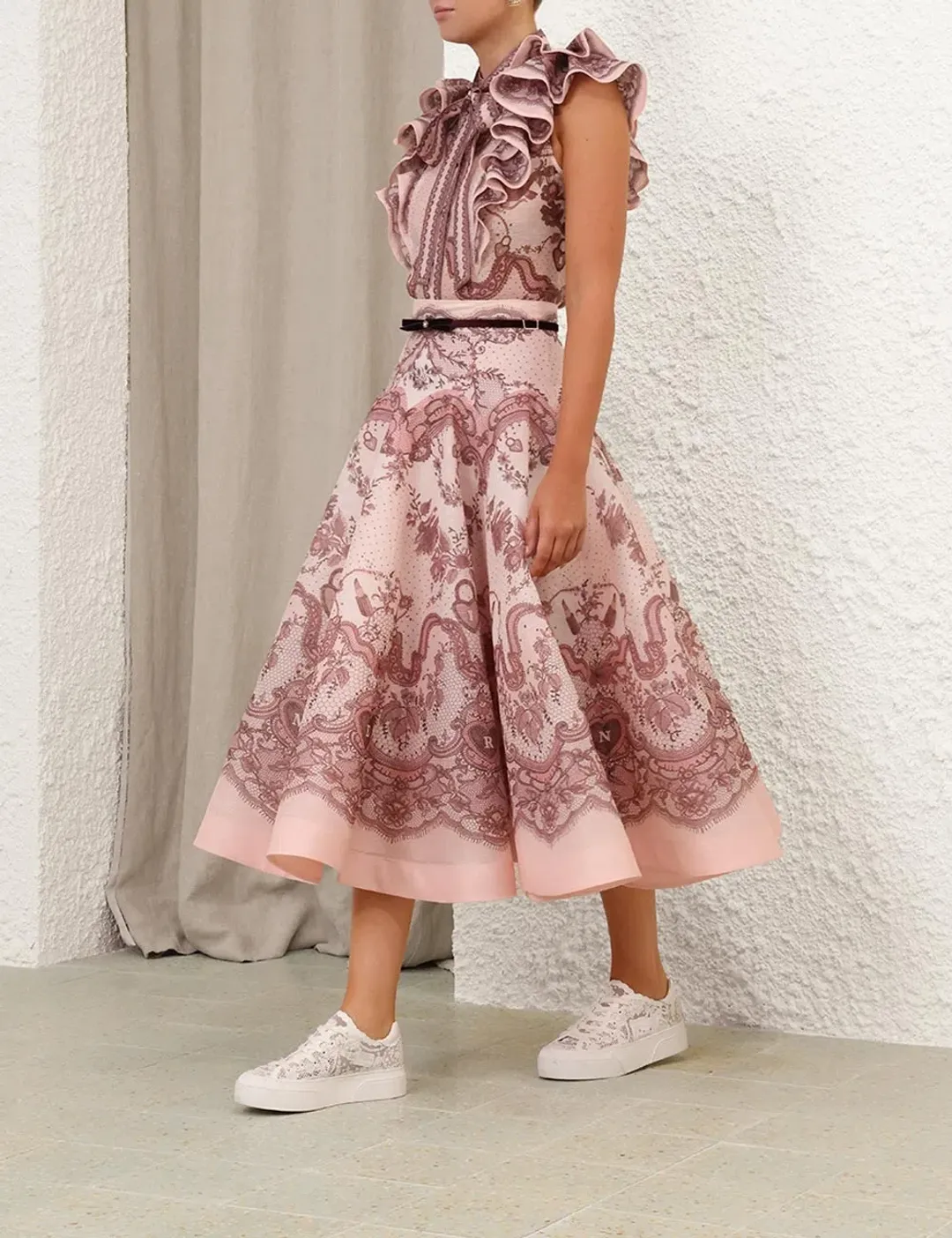 Zimmermann Crush Frilled blouse and midi skirt size 2  for rent on The Volte - main image