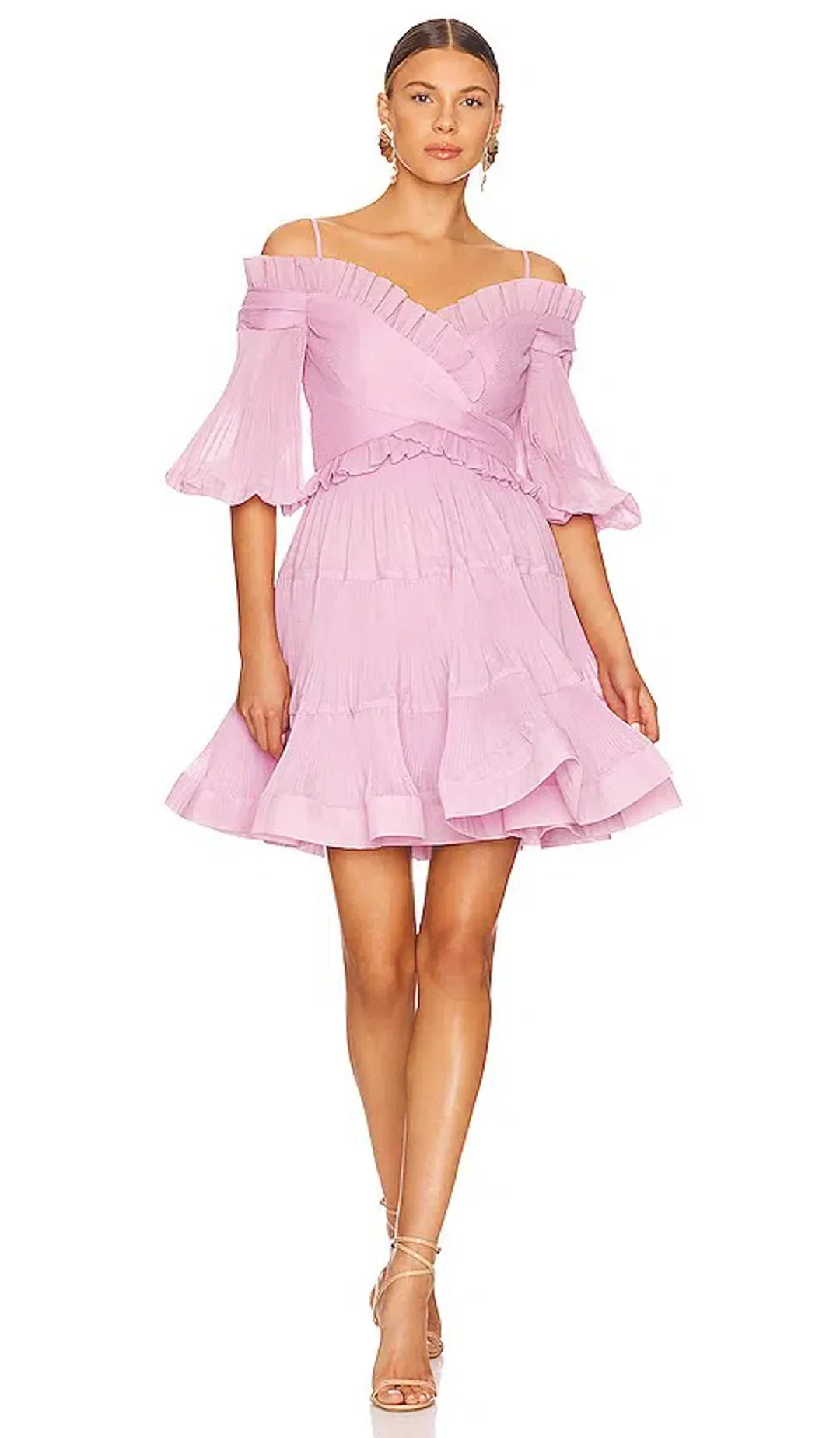 zimmermann pleated off the shoulder mini dress size 1 for rent on The Volte - main image