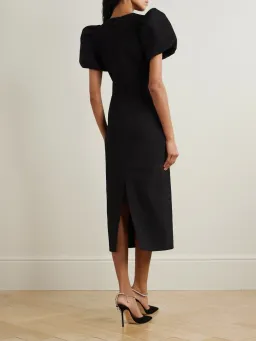 Rebecca Vallance Eliana Puff Sleeve Midi Dress Black Size 12 for rent on The Volte - image 2
