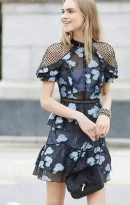 Self Portrait Fil Coupe Open Back Cape Mini Dress for rent on The Volte - image 2