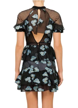 Self Portrait Fil Coupe Open Back Cape Mini Dress for rent on The Volte - image 4
