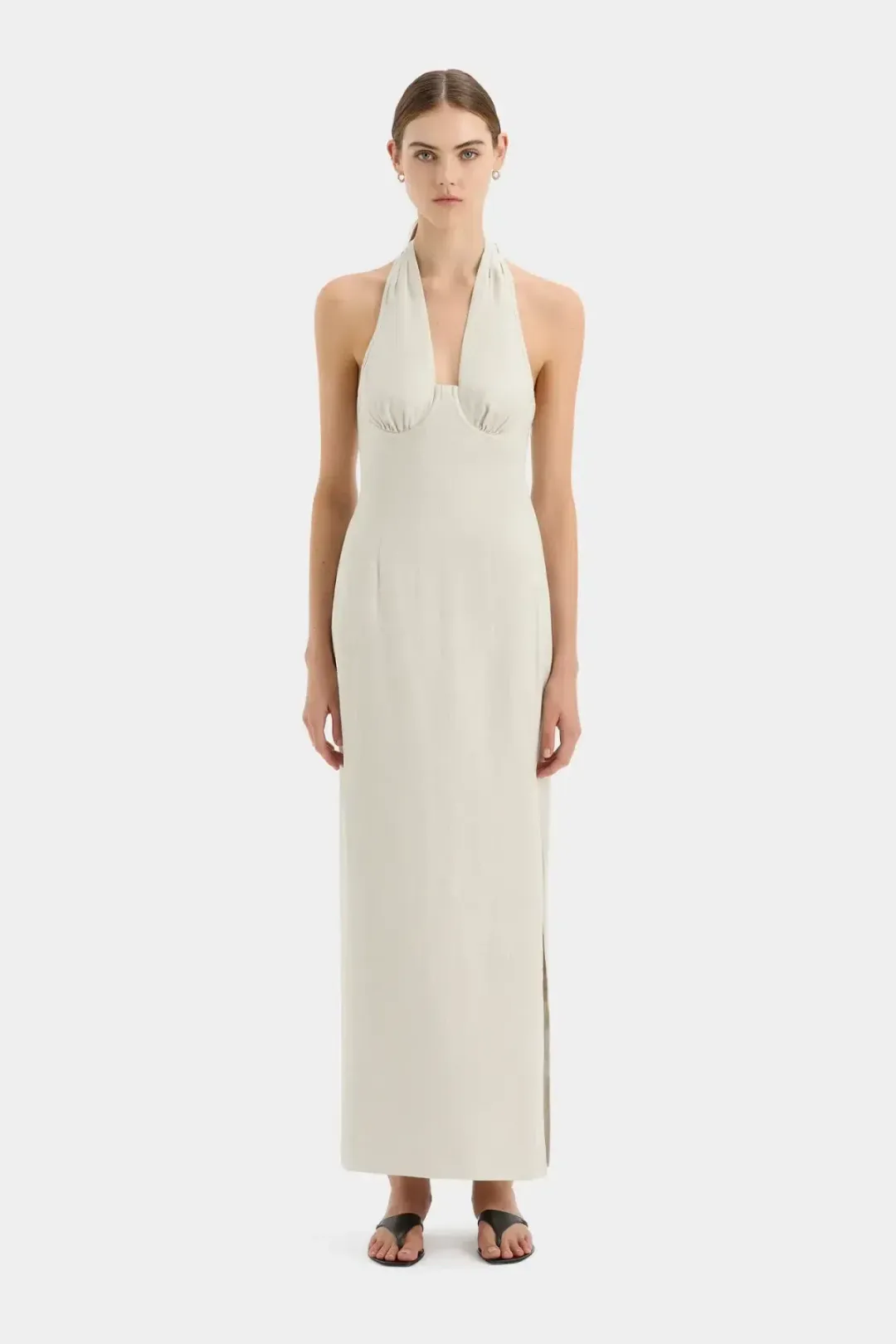 SIR THE LABEL AFFOGATO HALTER DRESS ECRU SIZE 2 for rent on The Volte - main image