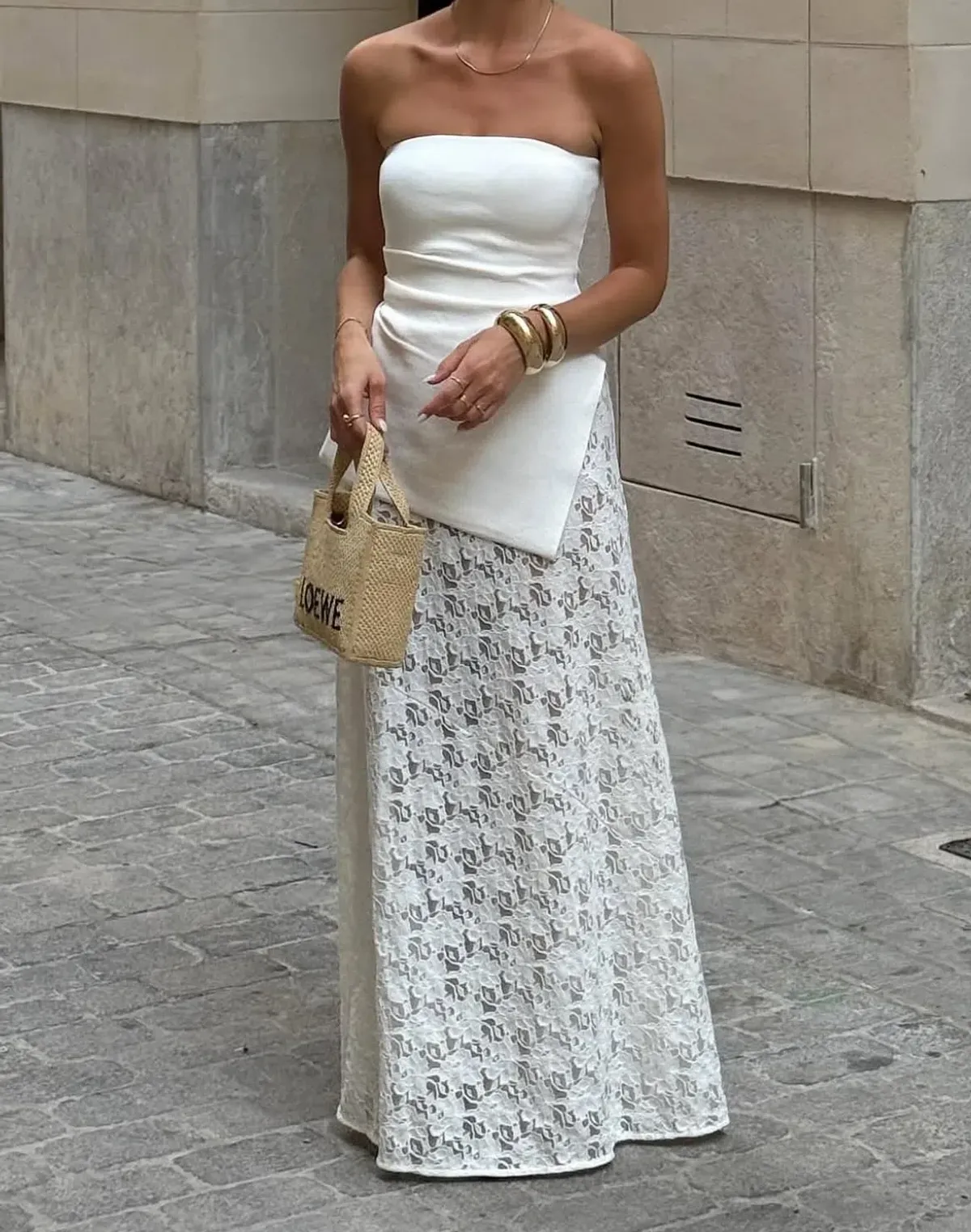 Dissh Loula Lace Skirt and Bandeau Top Off White Size S for rent on The Volte - main image