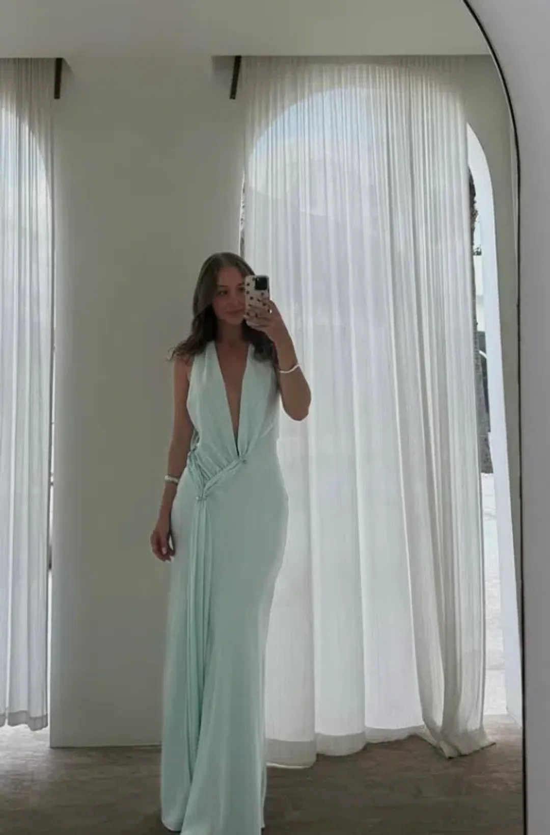 Misha Collection The Harlow Satin Maxi Dress in Ice Blue Size Small / 8 AU for rent on The Volte - main image