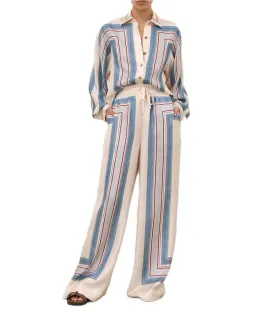 Zimmermann Relaxed Scarf Shirt and Pant Set in Ticking Stripe Size 6/8 (OP) for rent on The Volte - image 1