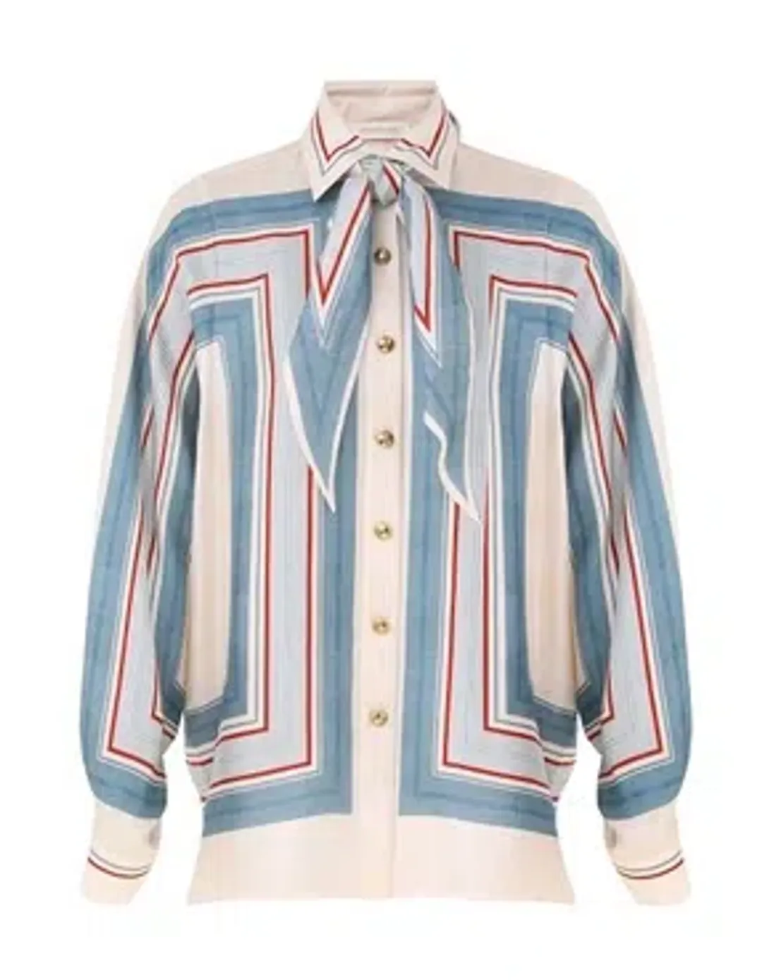 Zimmermann Relaxed Scarf Shirt and Pant Set in Ticking Stripe Size 6/8 (OP) for rent on The Volte - main image