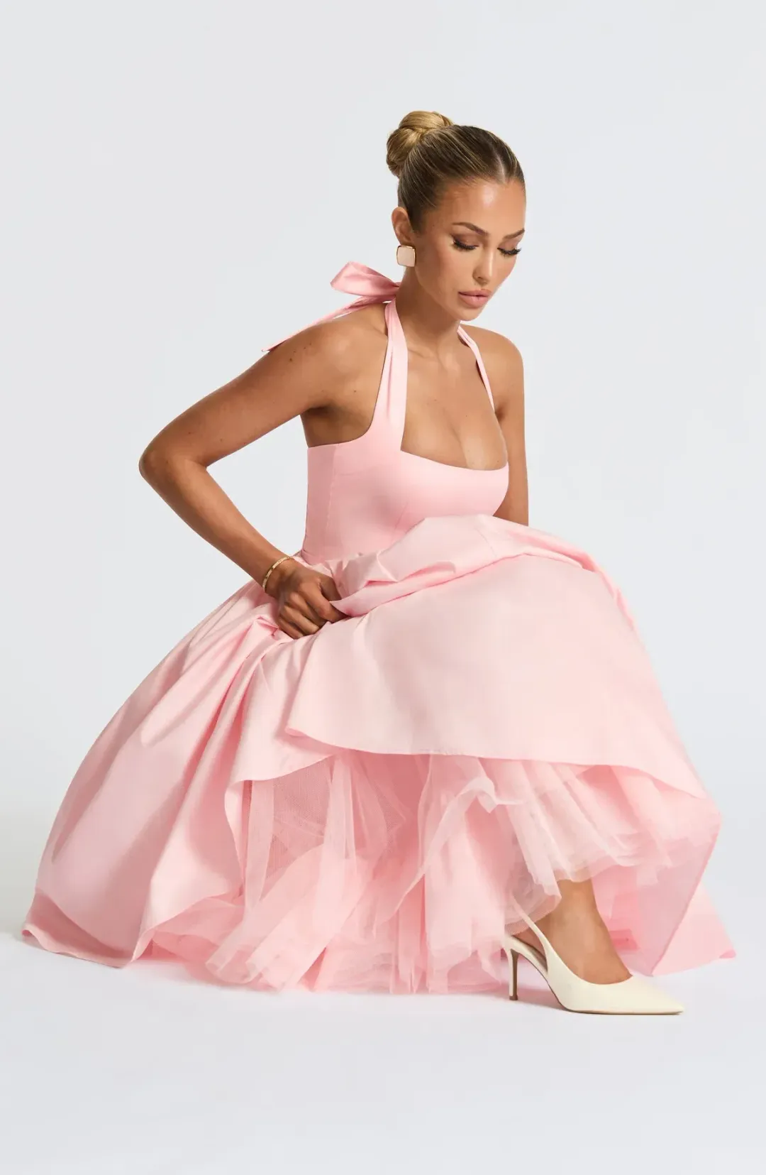 Babyboo Cressida Midi Dress in Blush Size AU8 for rent on The Volte - main image