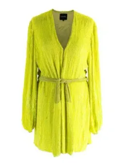 Retrofete Gabrielle Sequin Robe Dress Neon Lime Yellow Size Small S for rent on The Volte - image 5