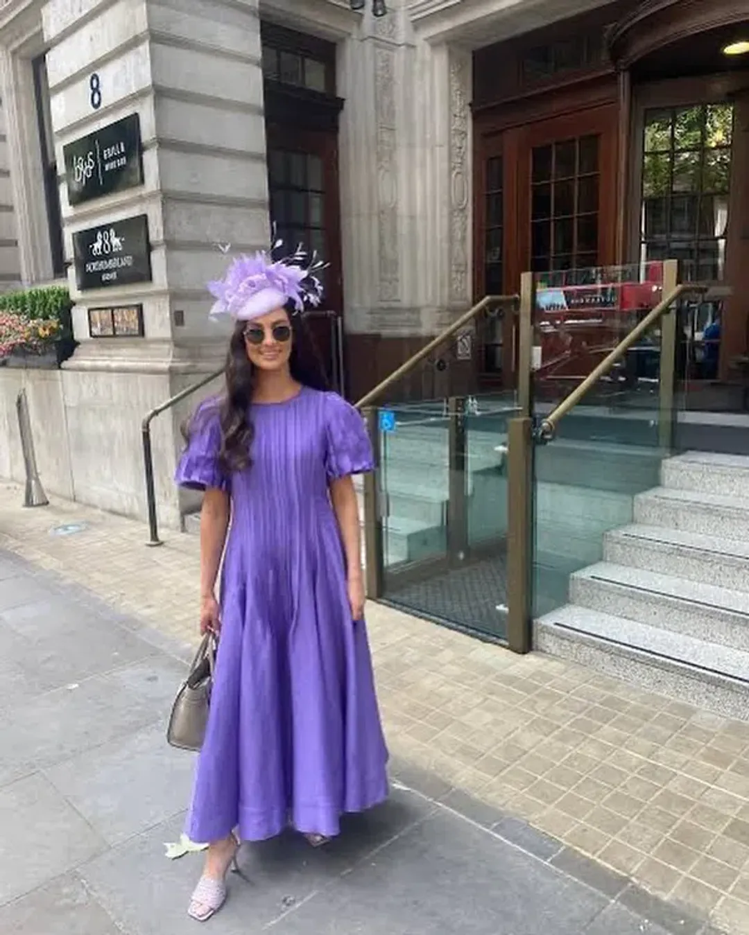 Aje Nova Pleated Midi Dress in Deep Violet Size AU 14  for rent on The Volte - main image