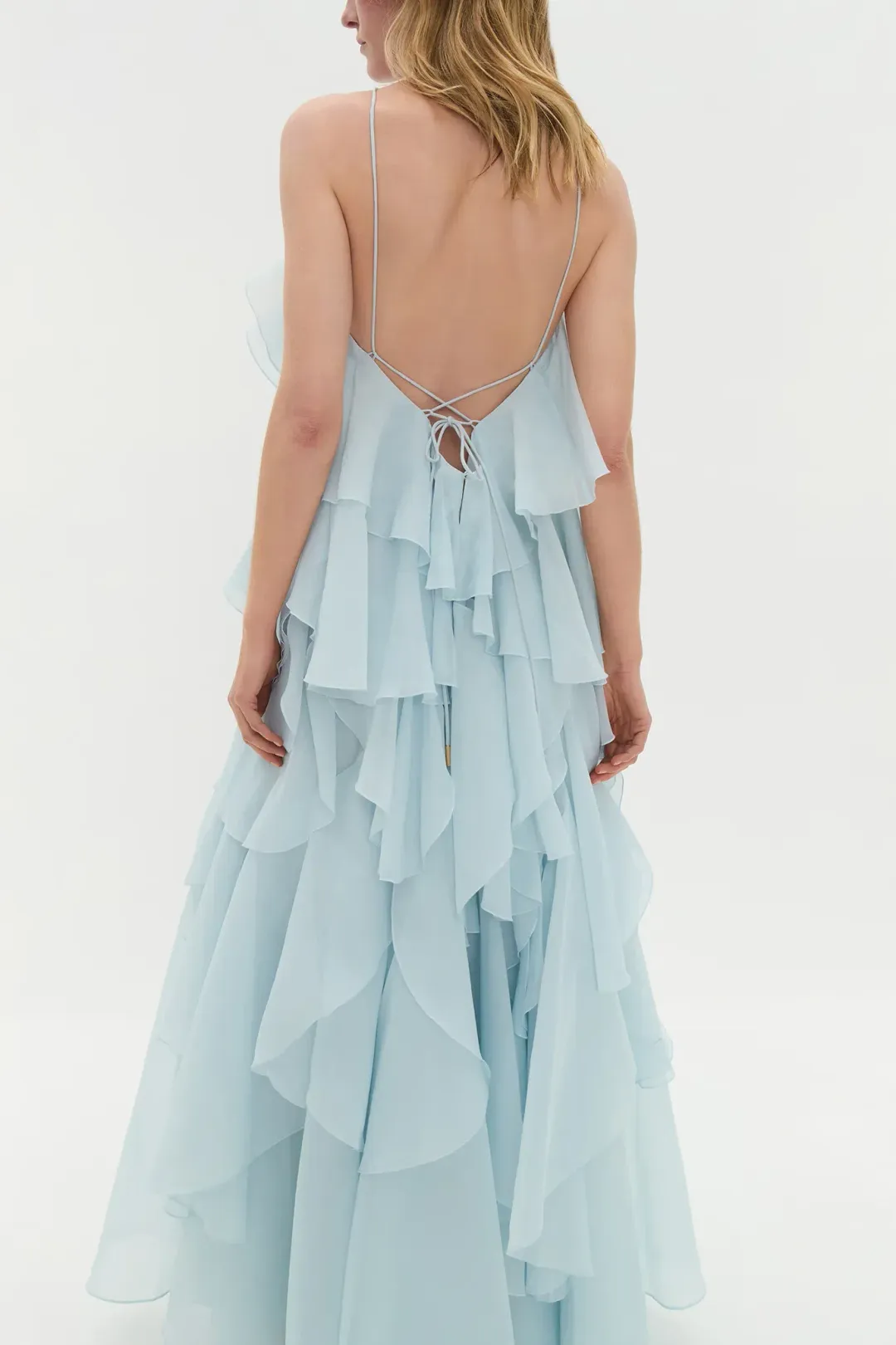 Aje Pandorea Layered Maxi Dress Silver Blue Size AU 8 for rent on The Volte - main image