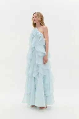 Aje Pandorea Layered Maxi Dress Silver Blue Size AU 8 for rent on The Volte - image 4