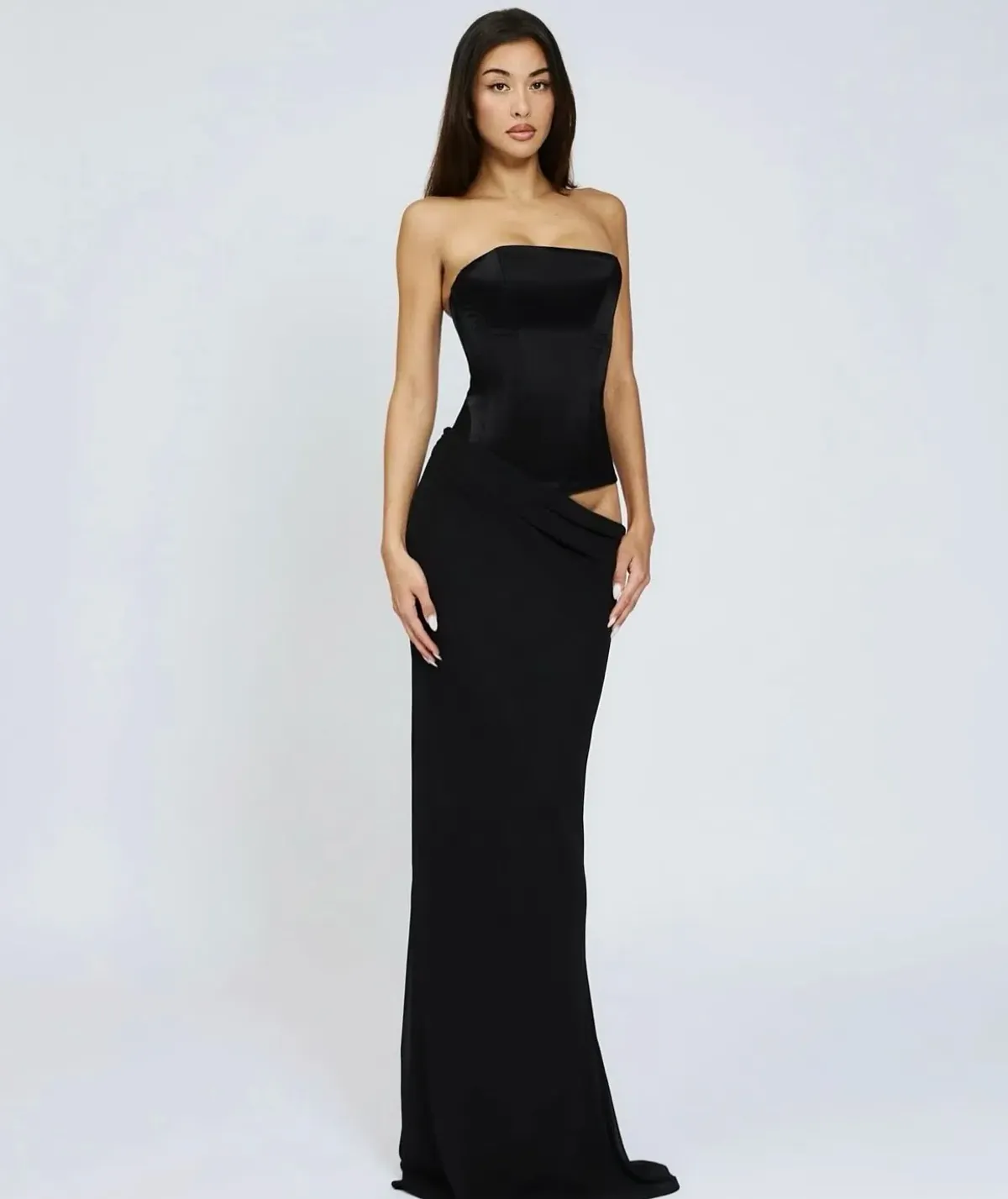 Cherie Attire Clara Maxi Dress black for rent on The Volte - main image