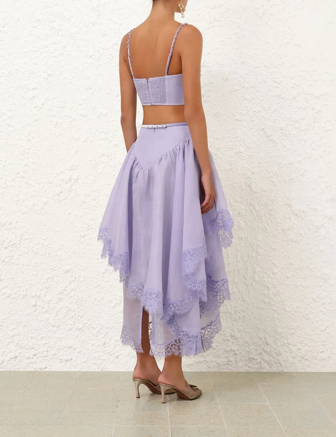 ZIMMERMANN CRUSH LACE TRIM SKIRT AND TOP for rent on The Volte - main image