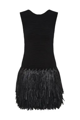 Aje Rushes Raffia Black Mini Dress Size XXS Stretchy Knit for rent on The Volte - image 4