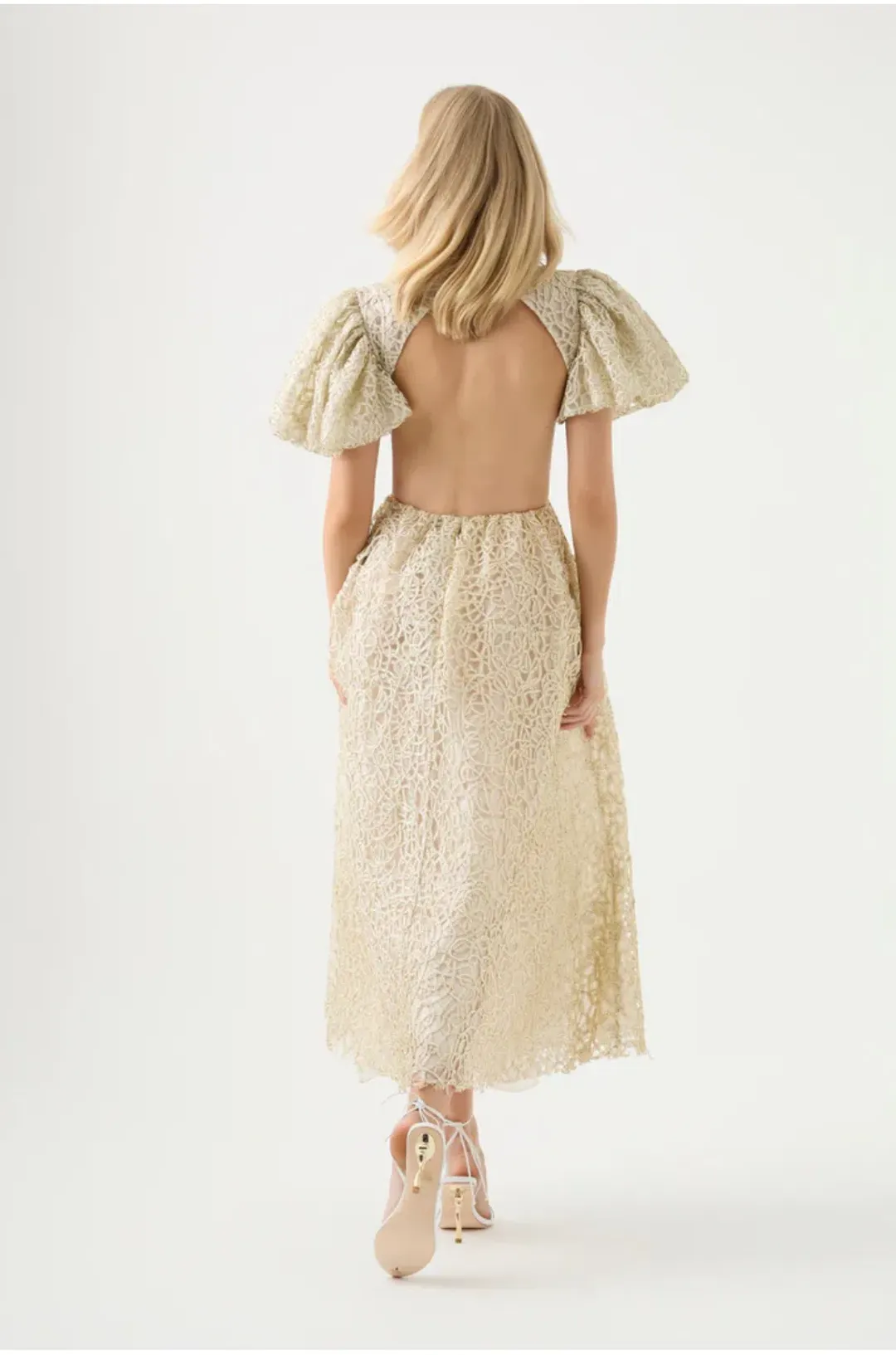 Aje Patina Lace Gold Dress AU8 for rent on The Volte - main image