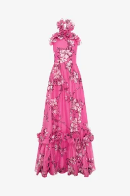 Leo Lin Isabelle Ruffled Halterneck Maxi Dress Size 6 for rent on The Volte - image 4