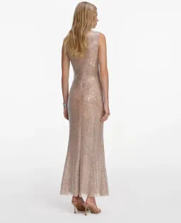 Self Portrait Silver Rhinestone Mesh Midi Dress AU 6  for rent on The Volte - image 5