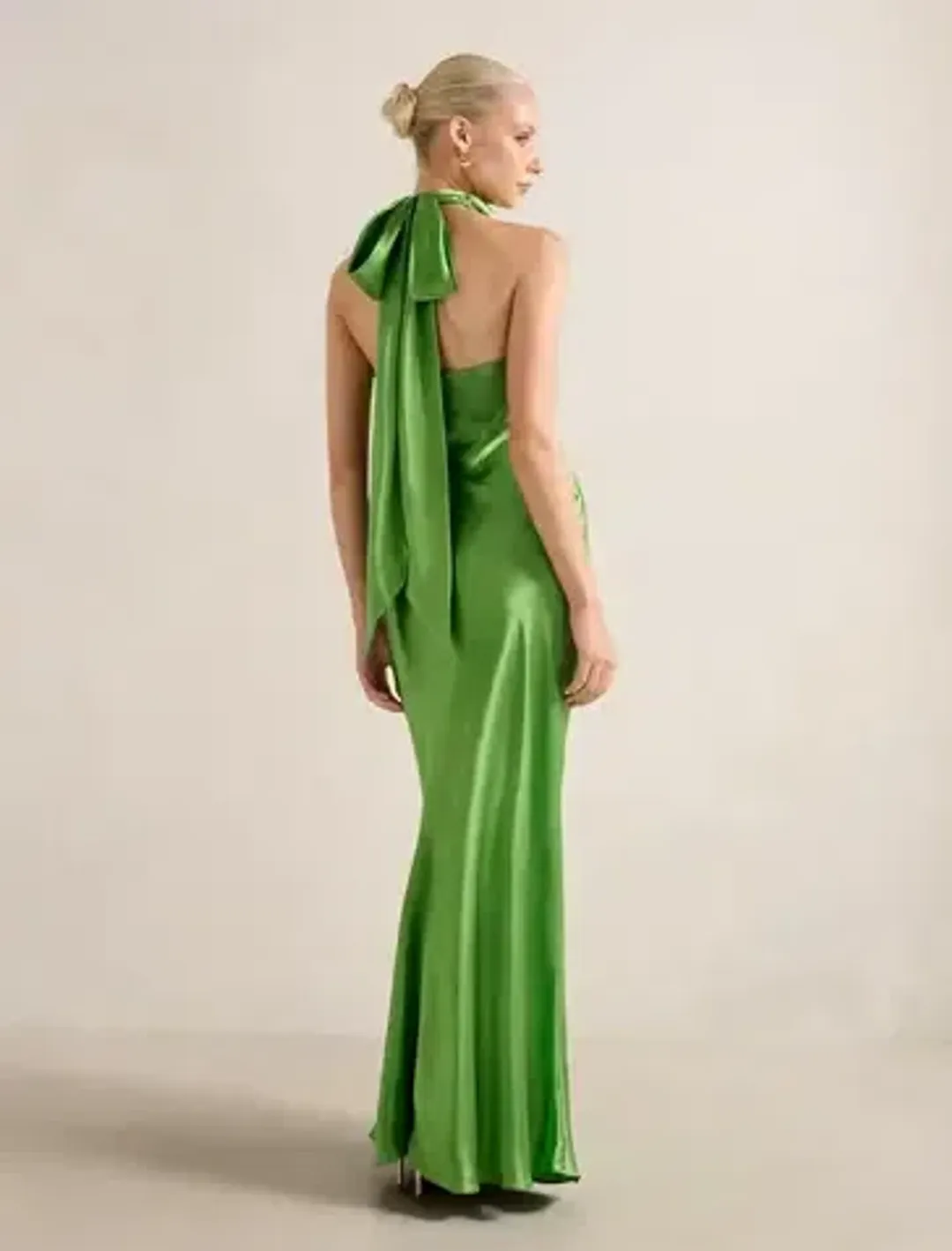 Clementine High Neck Satin Maxi Dress Size 12 for rent on The Volte - main image
