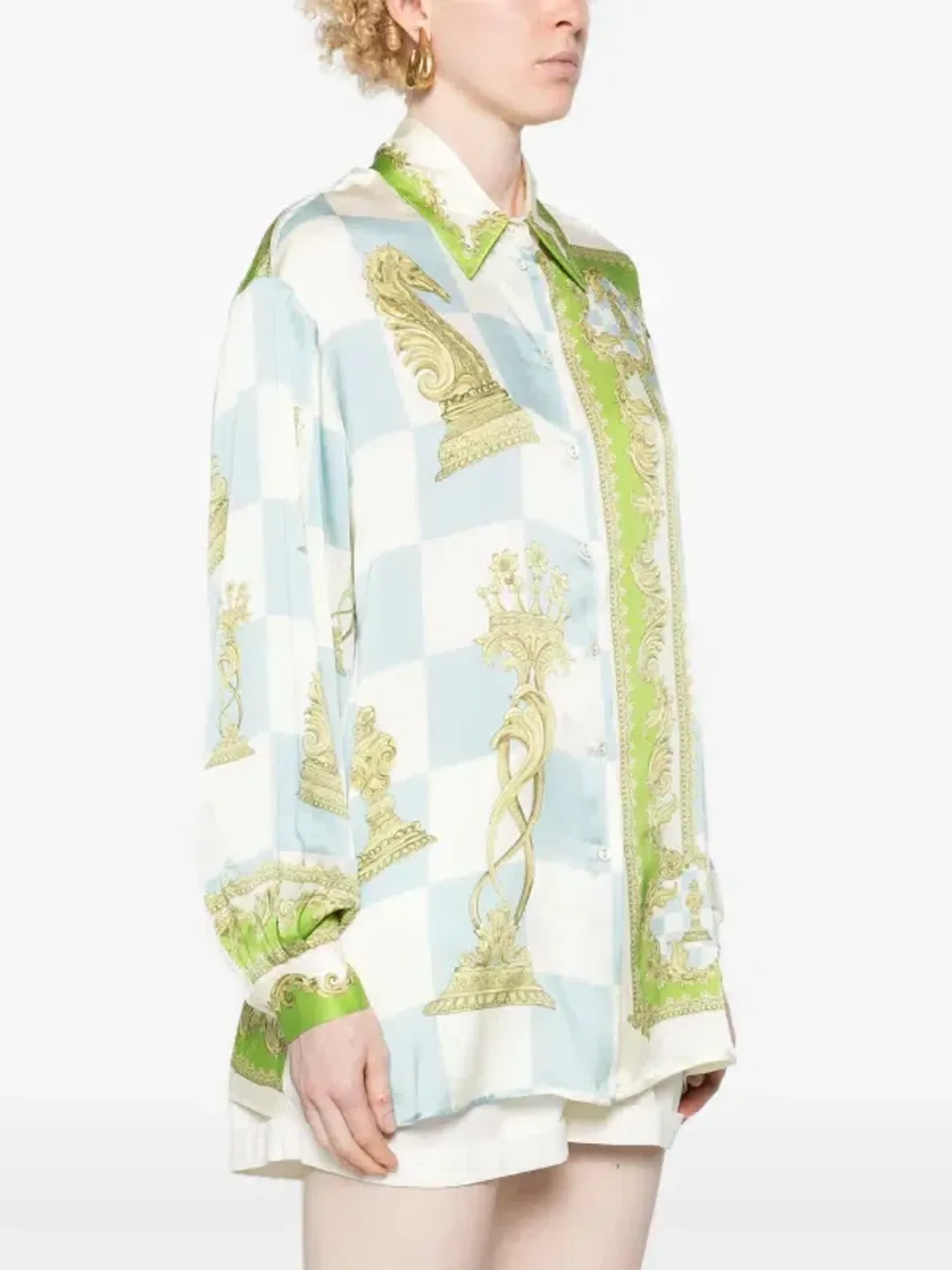 Check mate silk shirt for rent on The Volte - main image