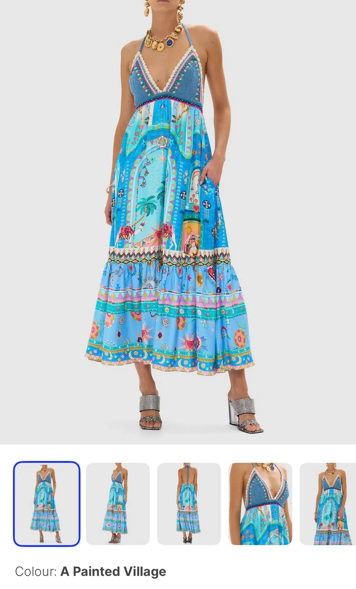 Camilla long dress with crochet bra, size S for rent on The Volte - main image